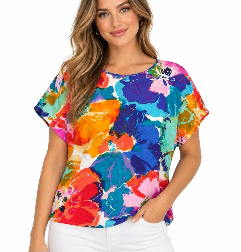 Jams World Marche Floral Rayon Art to Wear Top Size Medium